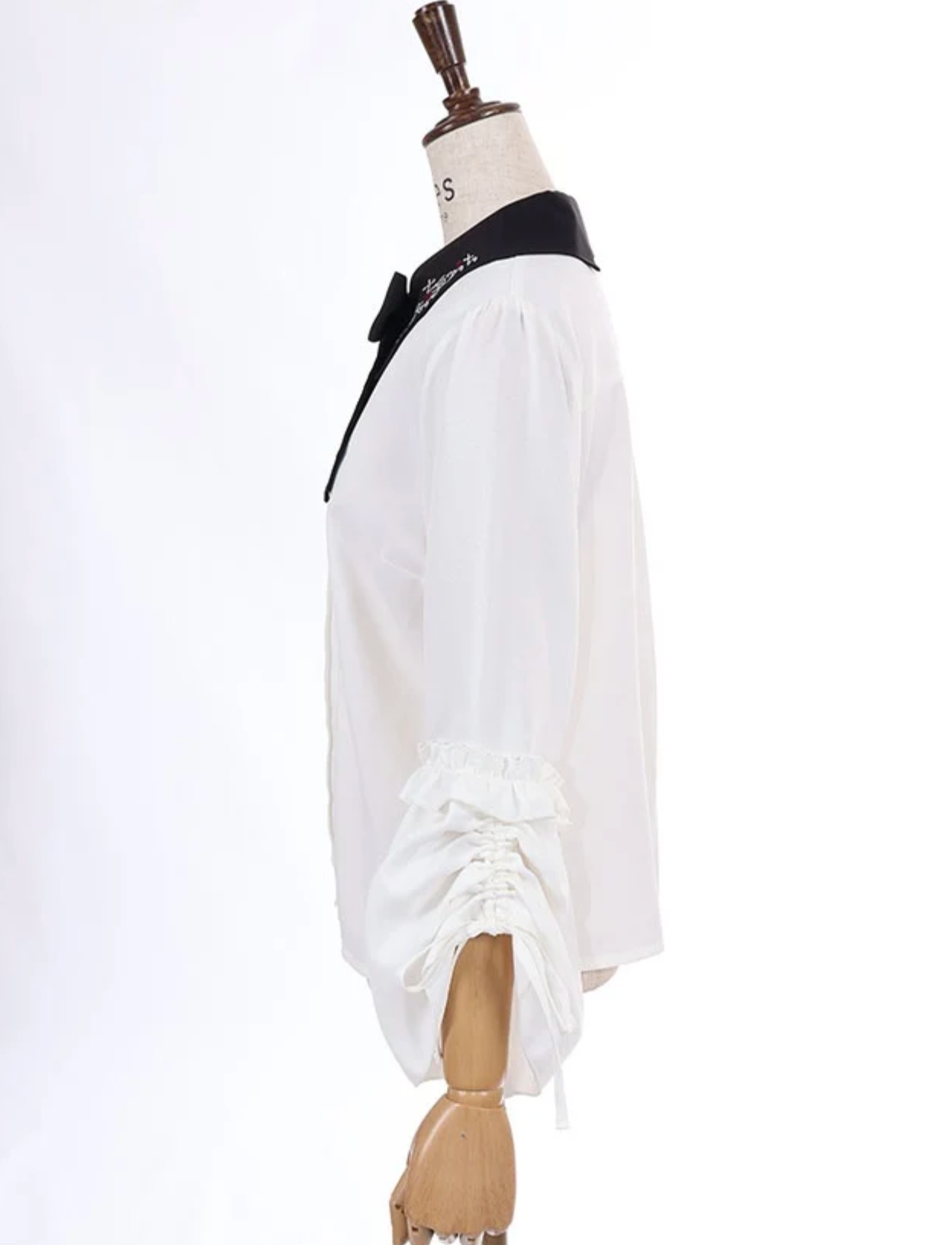Cross Embroidery Tie Blouse