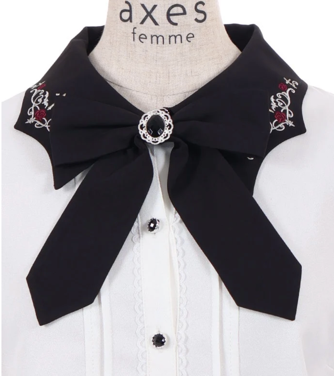 Cross Embroidery Tie Blouse