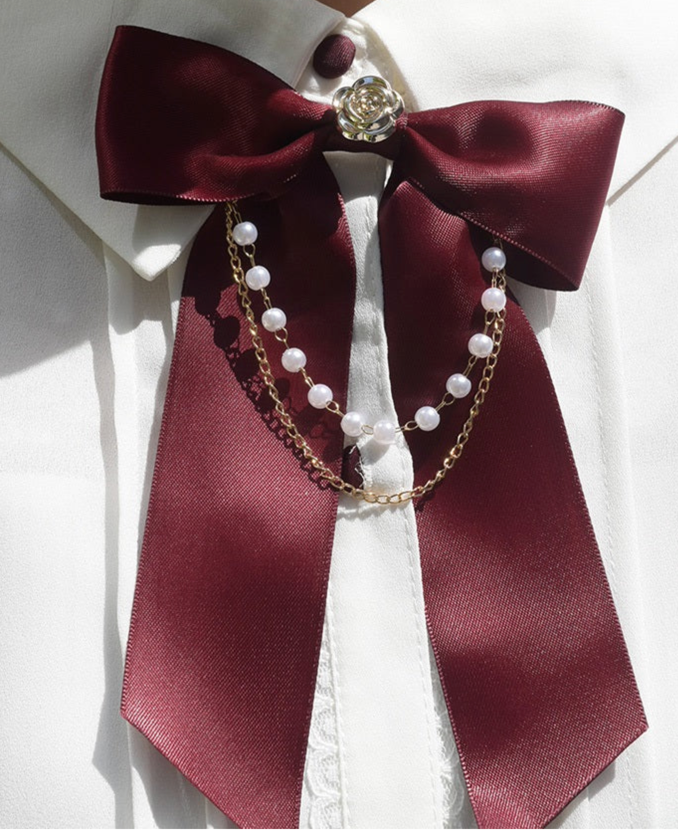 Ribbon & Pearl Chain Blouse