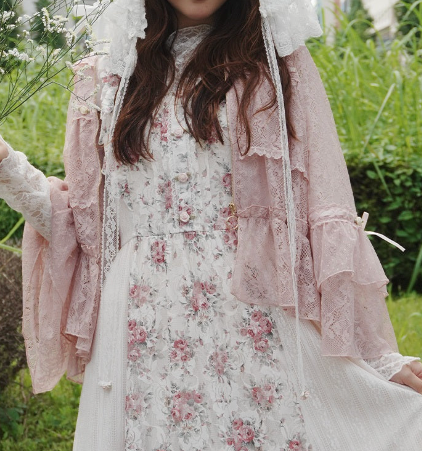 Satin Rose Lace Hoodie