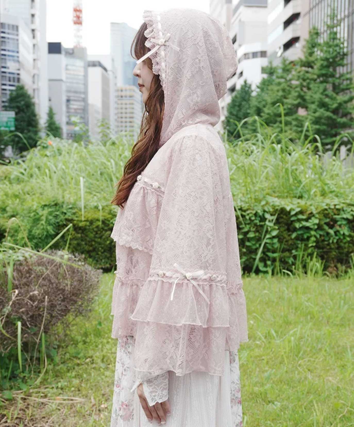 Satin Rose Lace Hoodie
