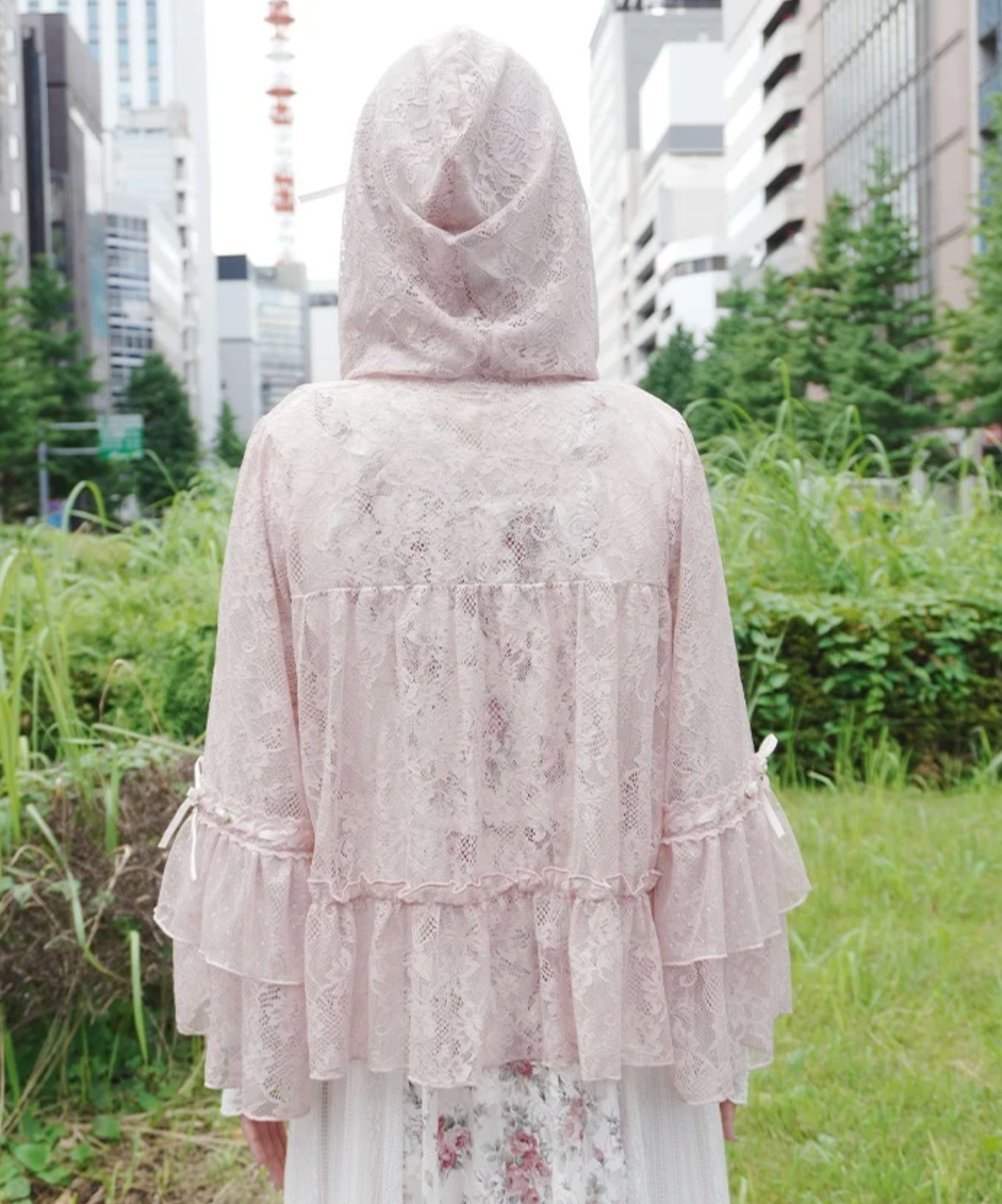 Satin Rose Lace Hoodie