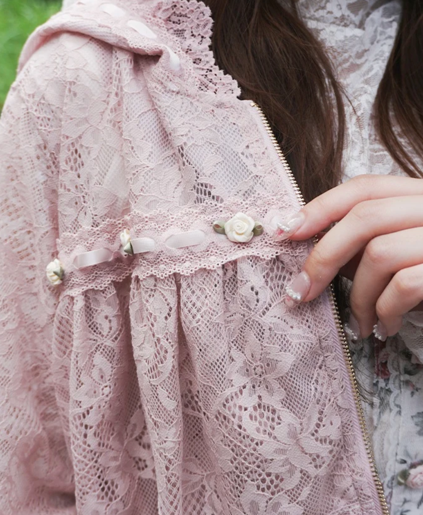 Satin Rose Lace Hoodie