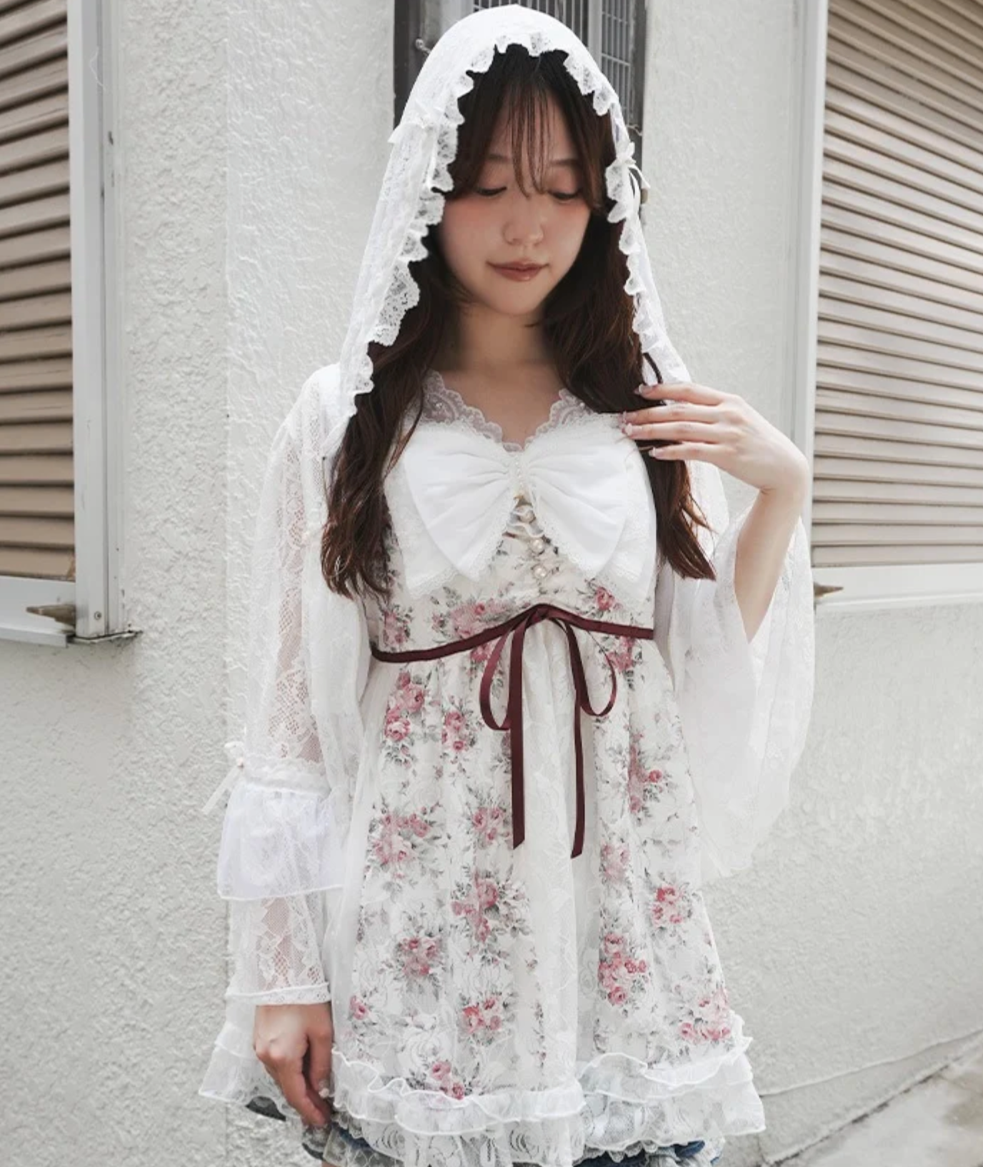 Satin Rose Lace Hoodie