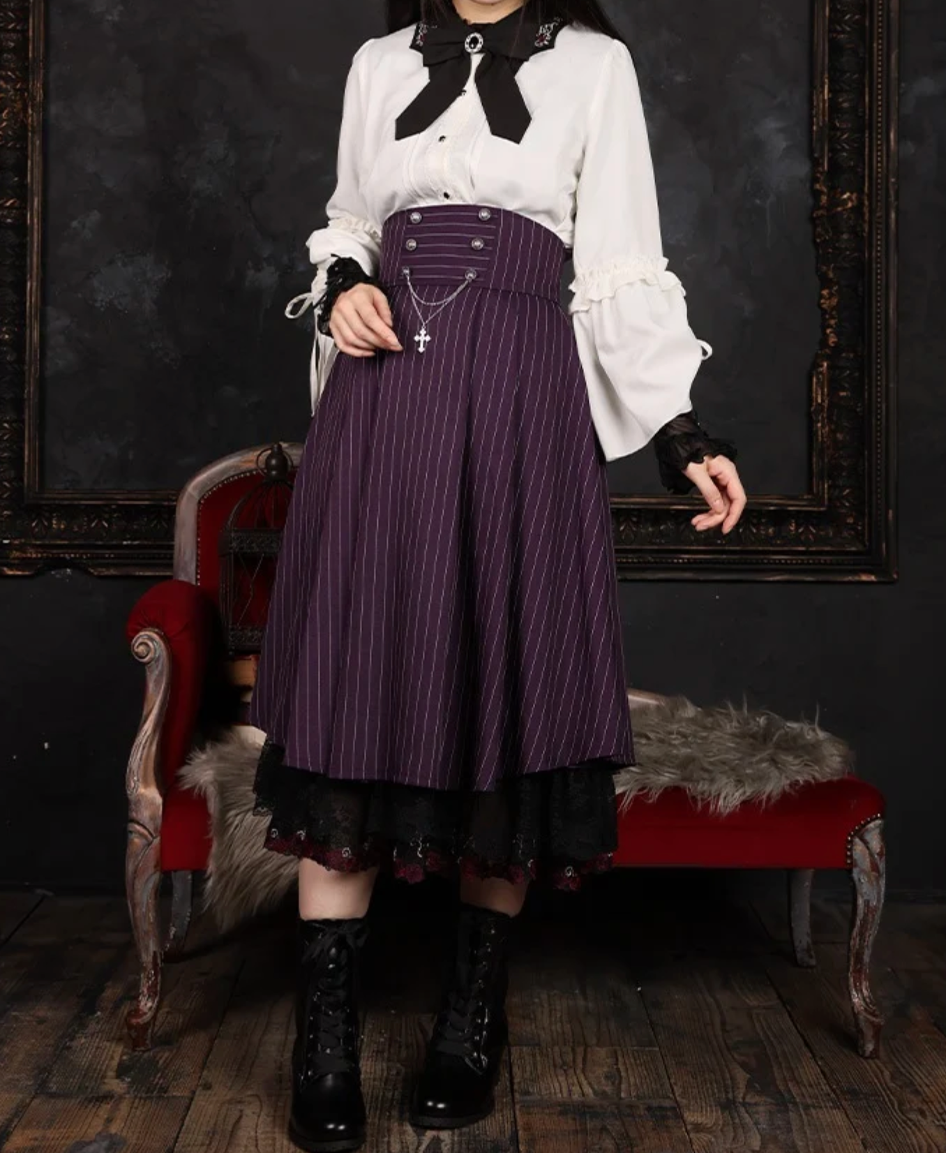 Cross & High-Waisted Skirt