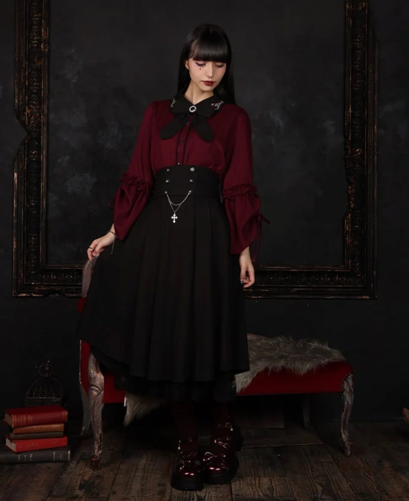 Cross & High-Waisted Skirt