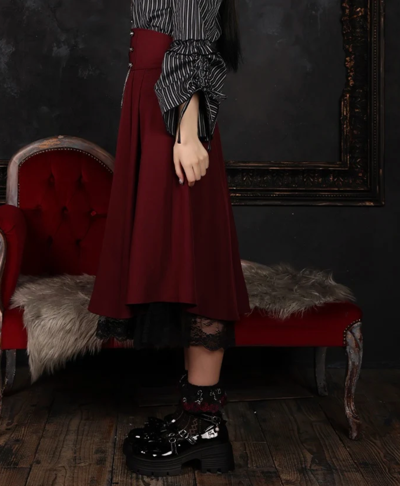 Cross & High-Waisted Skirt