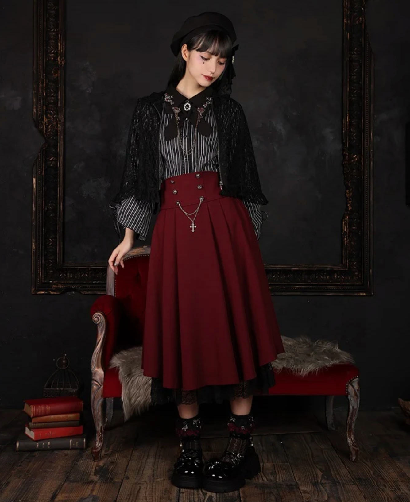 Cross & High-Waisted Skirt