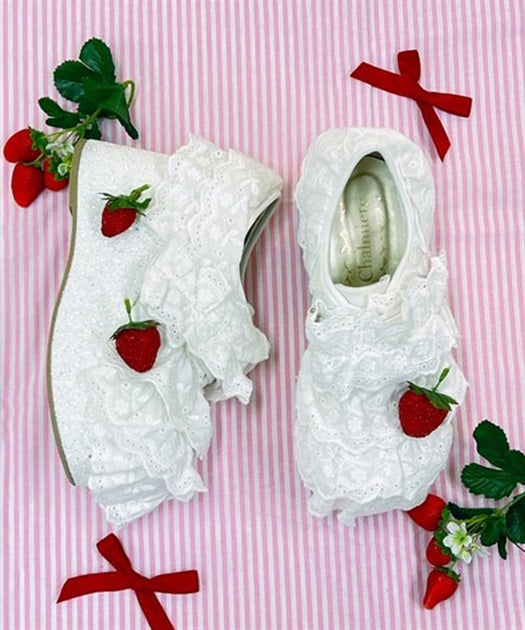 Cotton lace ruffle shoes