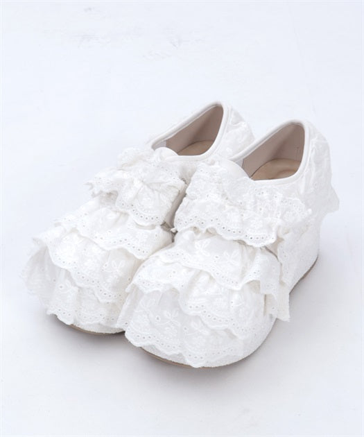 Cotton lace ruffle shoes