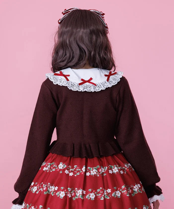 Strawberry Embroidery Knit Bolero