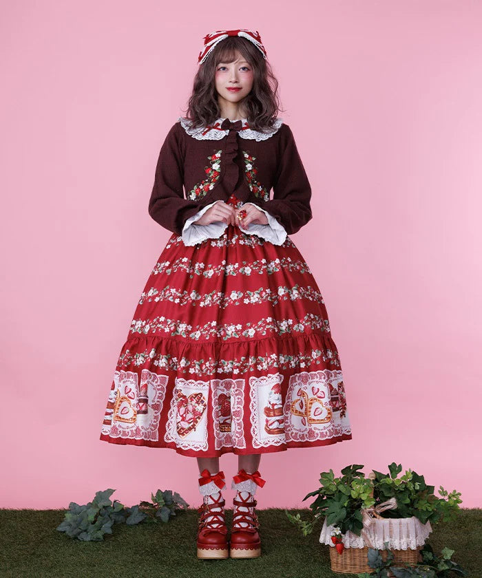 Strawberry Embroidery Knit Bolero