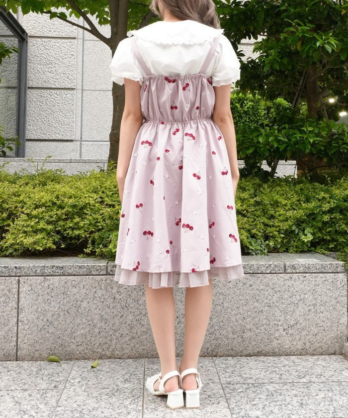 Cherry x Rose Embroidered Jumperskirt