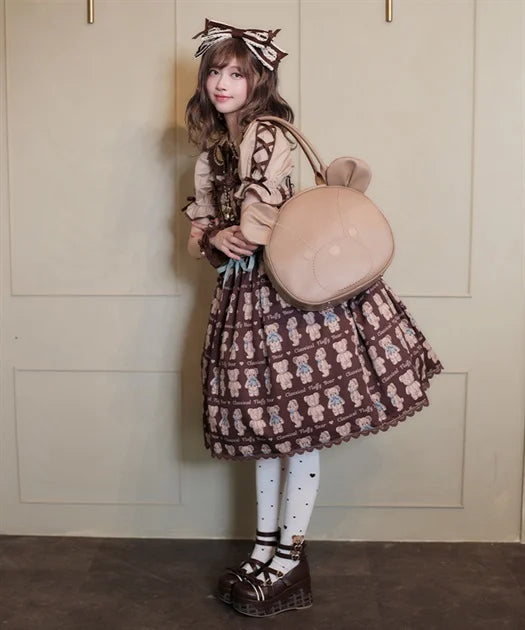 Fluffy Bear Pattern Jumperskirt