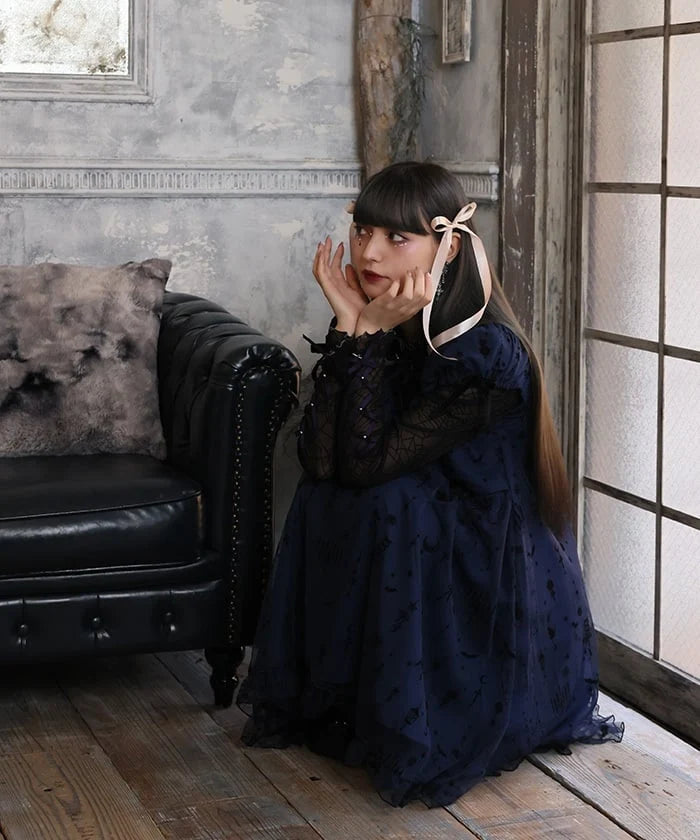 Flocky Pattern Tulle Dress