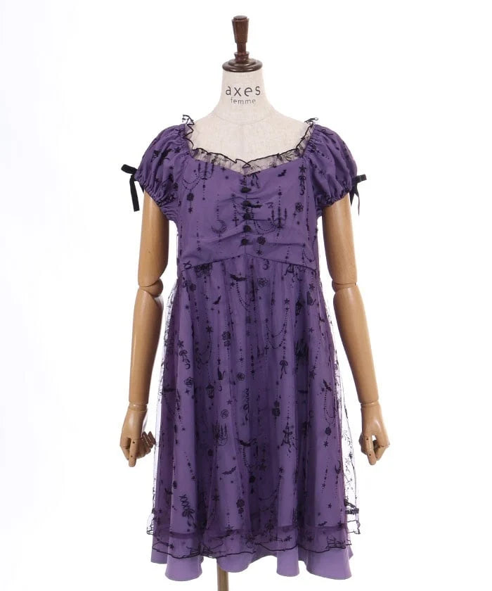 Flocky Pattern Tulle Dress