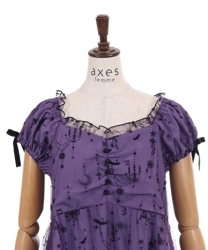 Flocky Pattern Tulle Dress