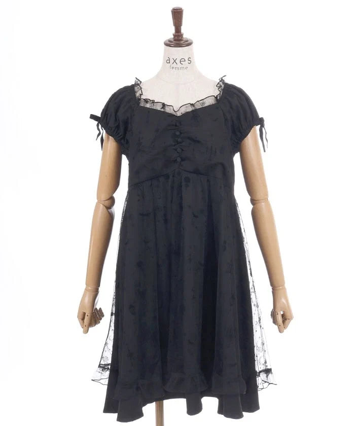 Flocky Pattern Tulle Dress