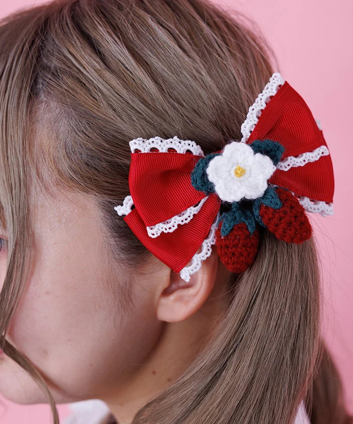 Strawberry Ribbon Clip Set