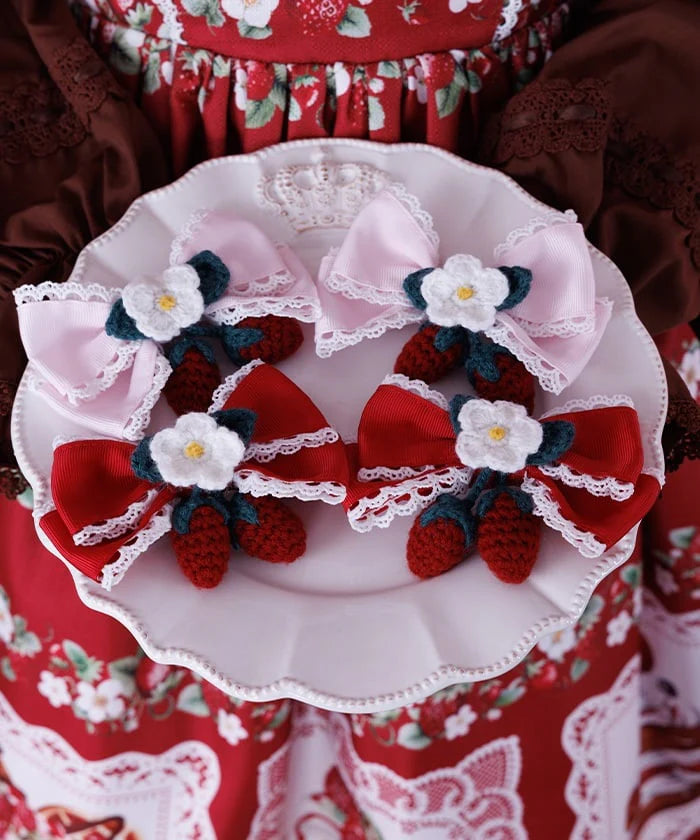 Strawberry Ribbon Clip Set