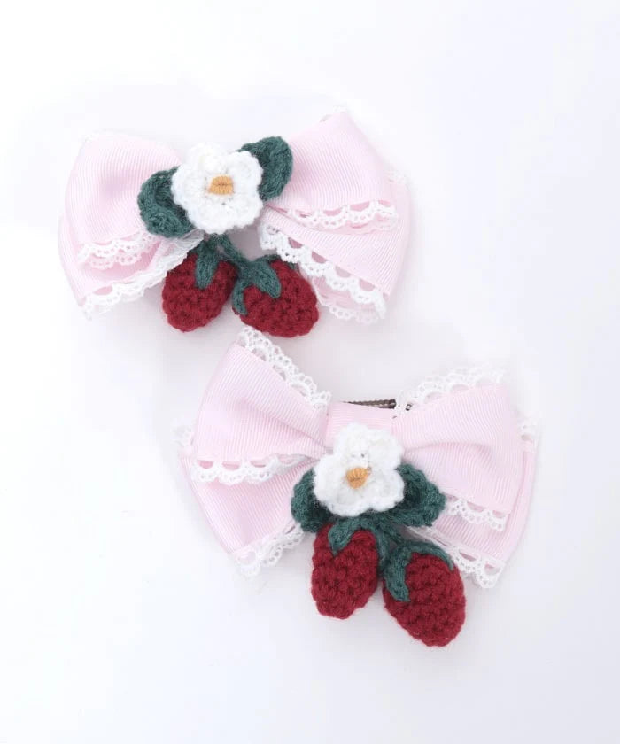 Strawberry Ribbon Clip Set