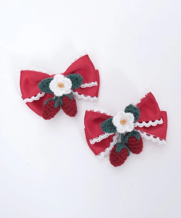 Strawberry Ribbon Clip Set