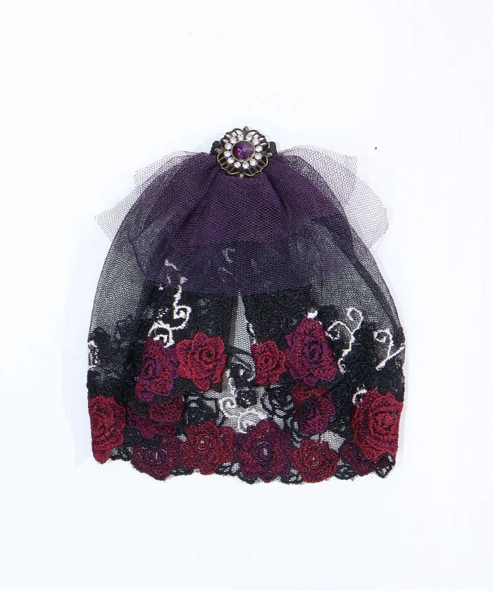 Rose & Bat Lace Jabot Brooch