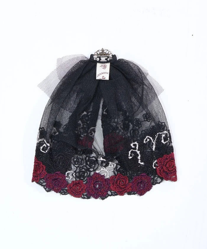 Rose & Bat Lace Jabot Brooch