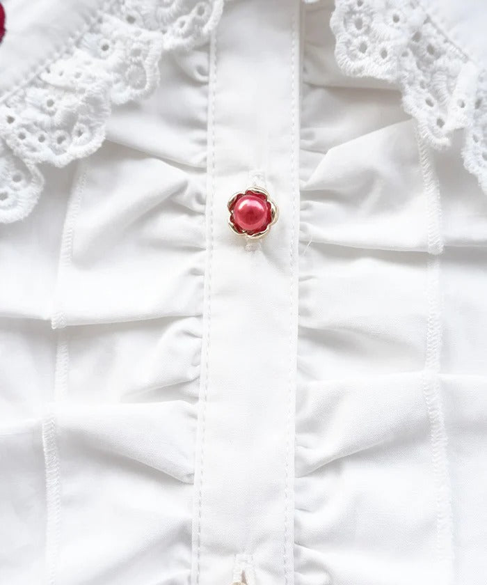 Cherry Embroidered Cotton Blouse