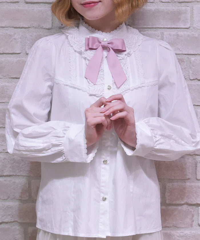 Stand Collar Cotton Blouse