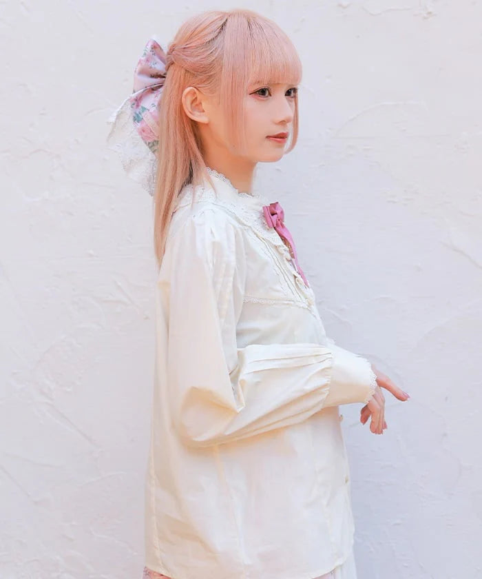 Stand Collar Cotton Blouse