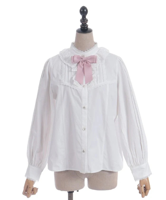 Stand Collar Cotton Blouse