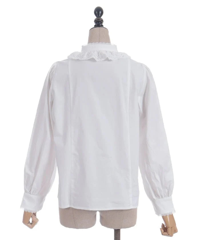 Stand Collar Cotton Blouse