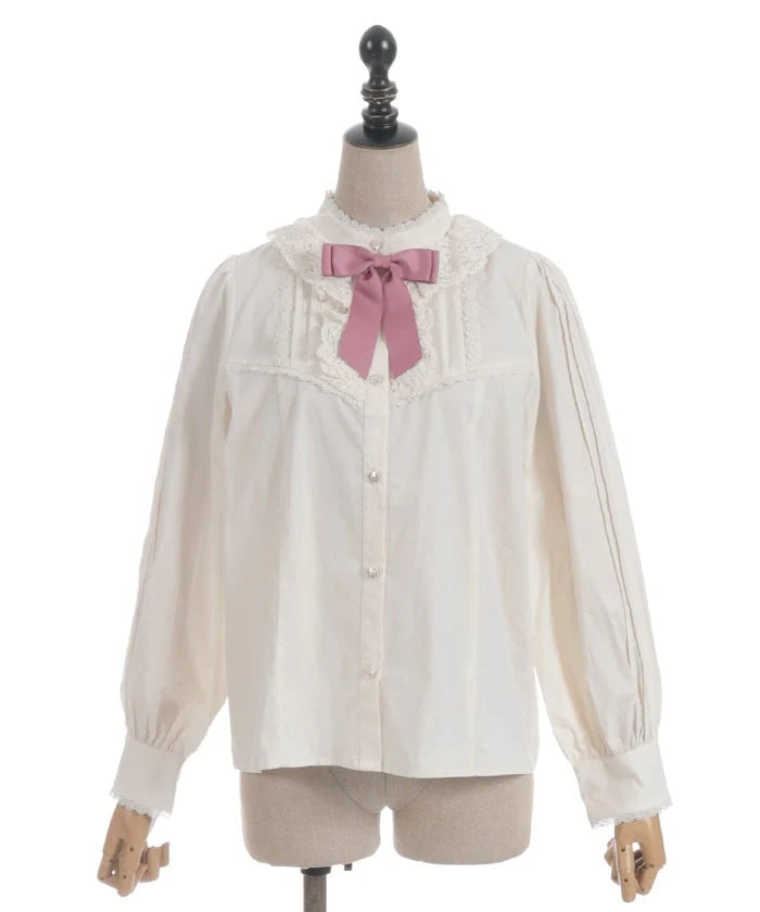 Stand Collar Cotton Blouse