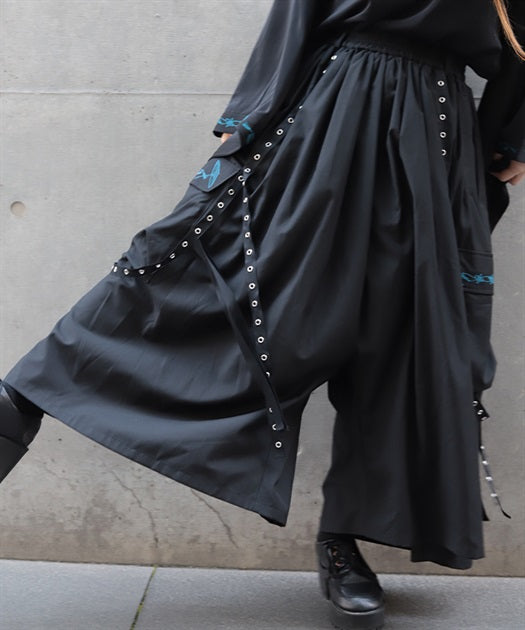 Japanese Umbrella Embroidery Cargo Pants