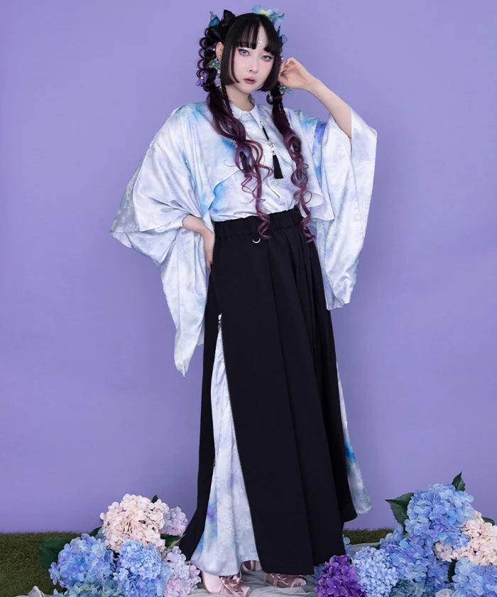 Hydrangea & Butterfly Jacquard Japanese Sleeve Shirt