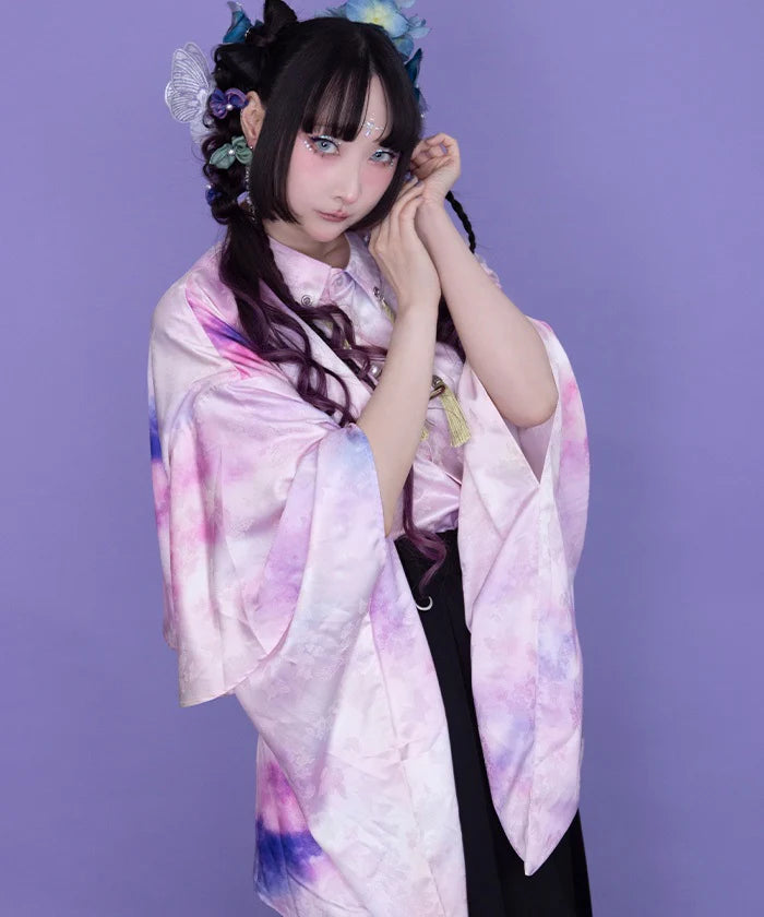 Hydrangea & Butterfly Jacquard Japanese Sleeve Shirt