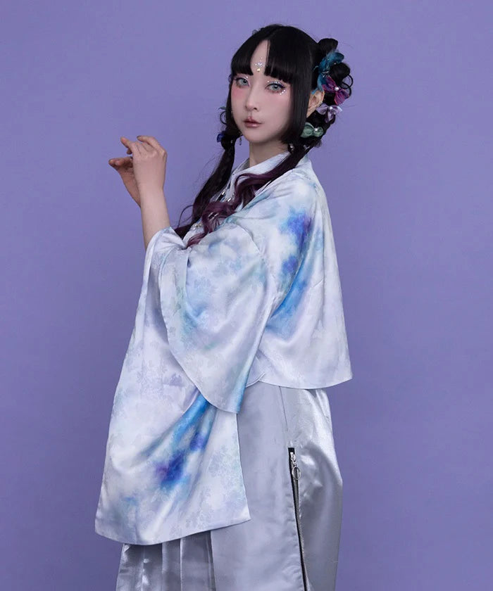 Hydrangea & Butterfly Jacquard Japanese Sleeve Shirt