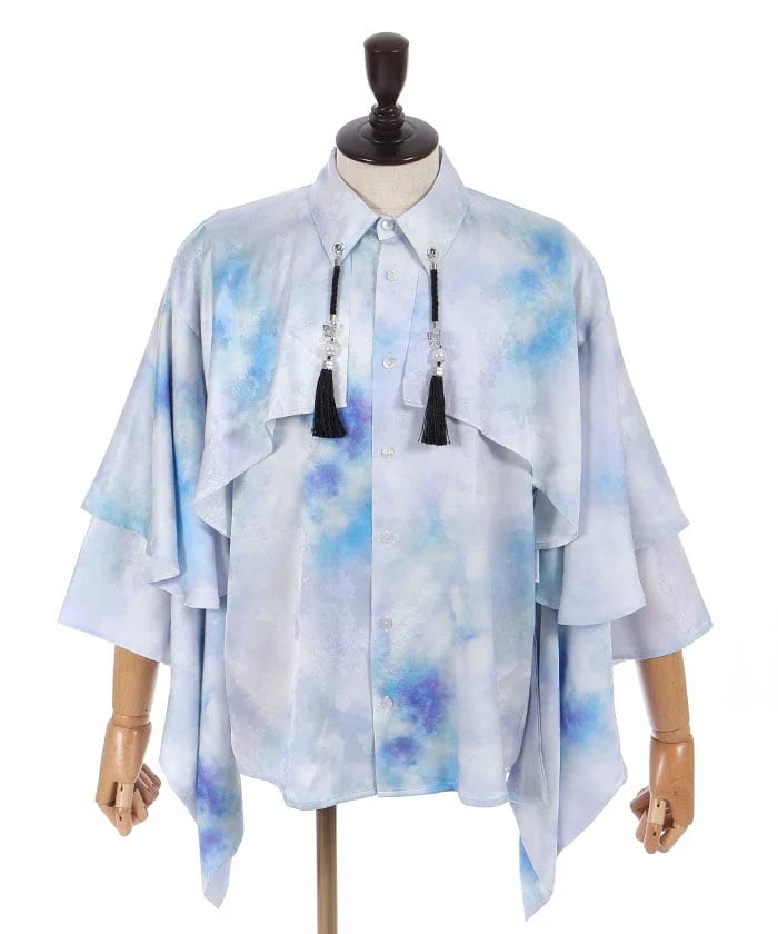 Hydrangea & Butterfly Jacquard Japanese Sleeve Shirt