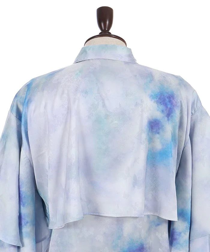 Hydrangea & Butterfly Jacquard Japanese Sleeve Shirt