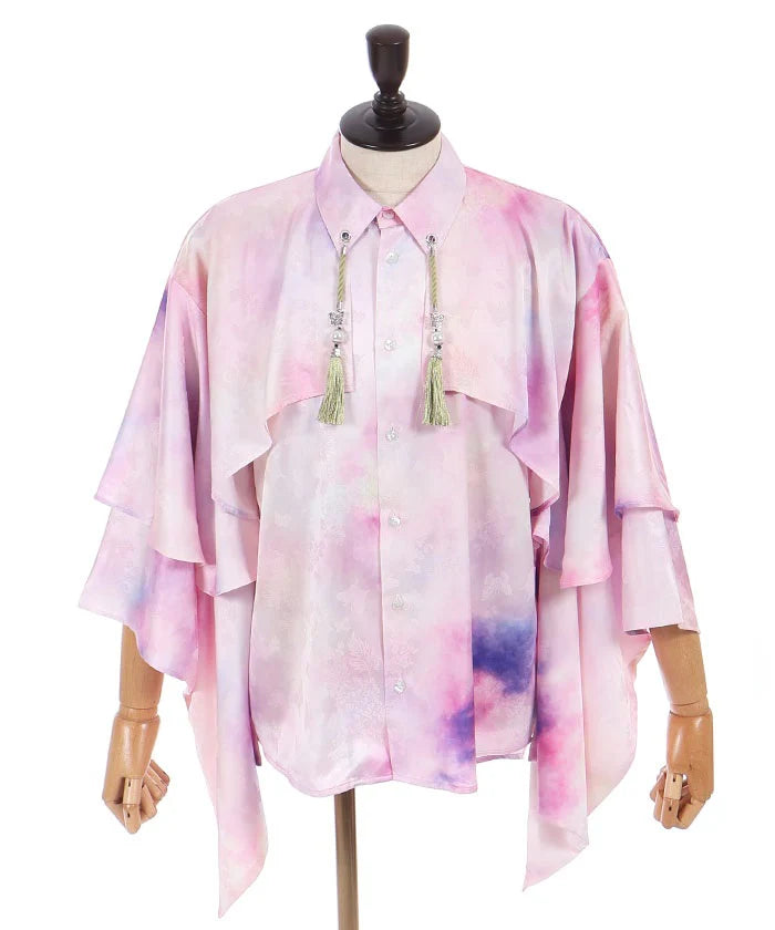 Hydrangea & Butterfly Jacquard Japanese Sleeve Shirt