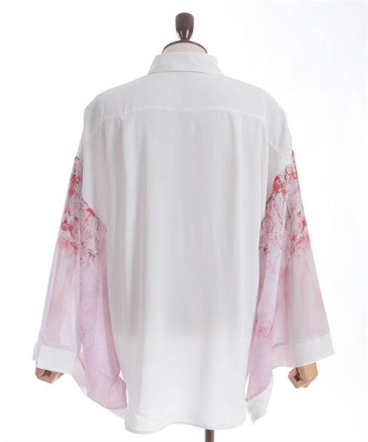 Weeping cherry blossom Japanese sleeve shirt