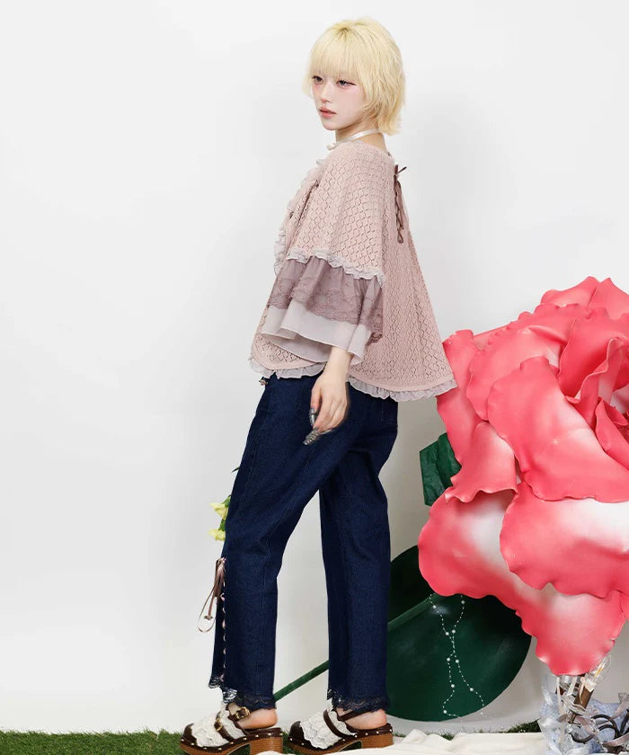 Openwork Knit Cape