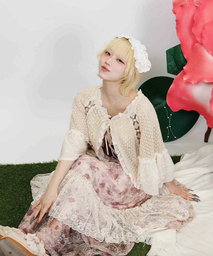 Openwork Knit Cape