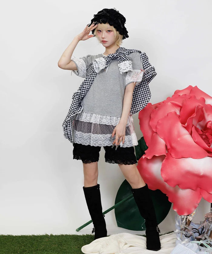 Long Pullover with Ribbon RoseLong Pullover with Ribbon Rose