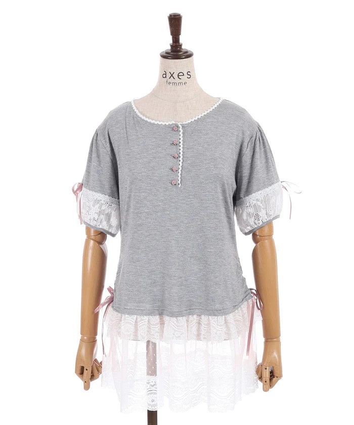 Long Pullover with Ribbon RoseLong Pullover with Ribbon Rose