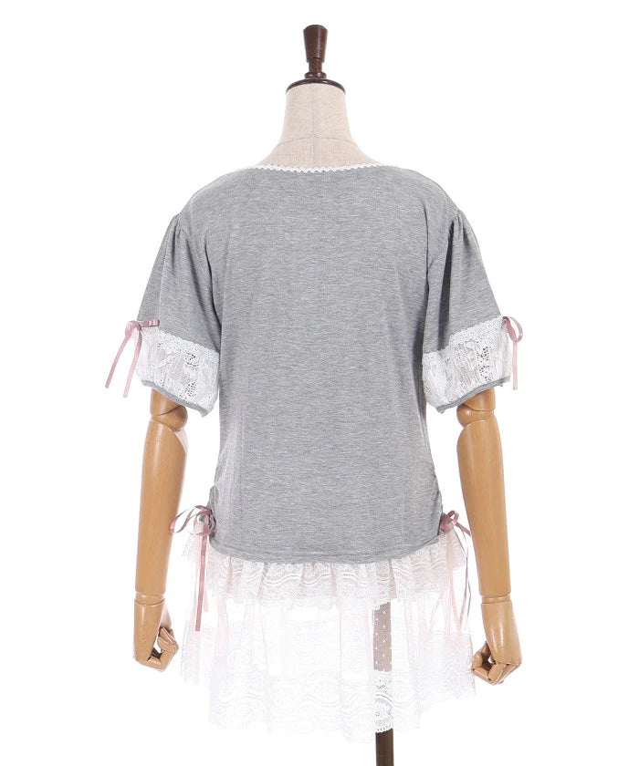 Long Pullover with Ribbon RoseLong Pullover with Ribbon Rose