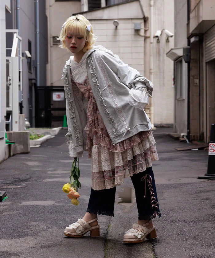 Rose Ribbon Lace Hoodie