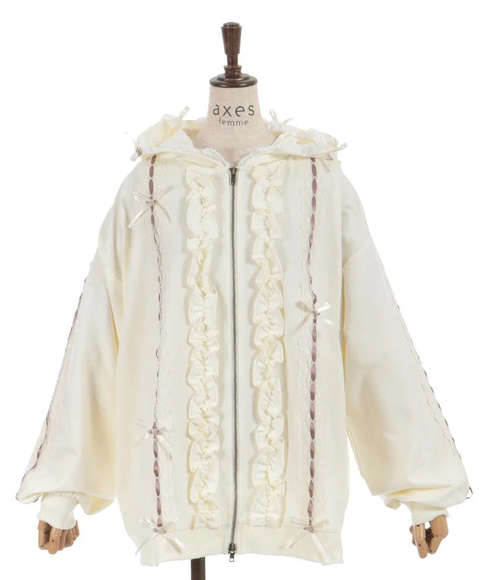 Rose Ribbon Lace Hoodie