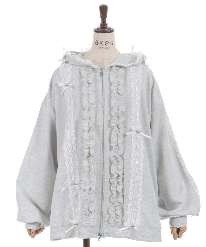 Rose Ribbon Lace Hoodie